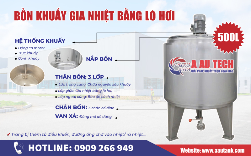 Bồn khuấy gia nhiệt bằng lò hơi