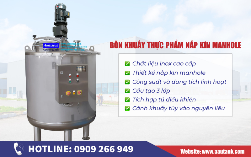 Bồn khuấy nắp kín mahole 