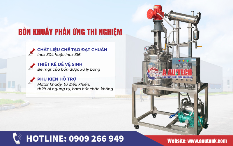 Cấu tạo của bồn khuấy gia nhiệt phản ứng thí nghiệm