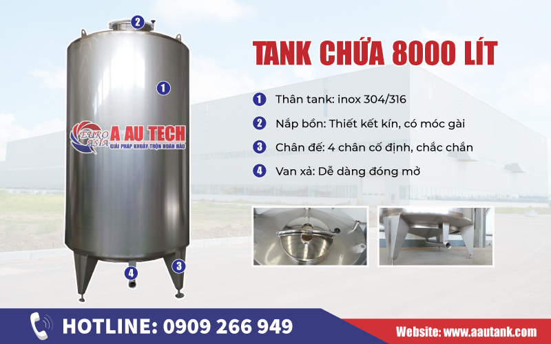 Cấu tạo của tank chứa 8000 lít 