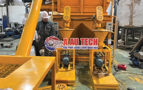 máy trộn 2 tầng kèm đóng bao