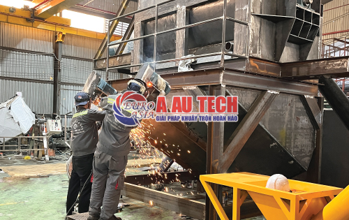 máy trộn bột xây dựng 2 tầng