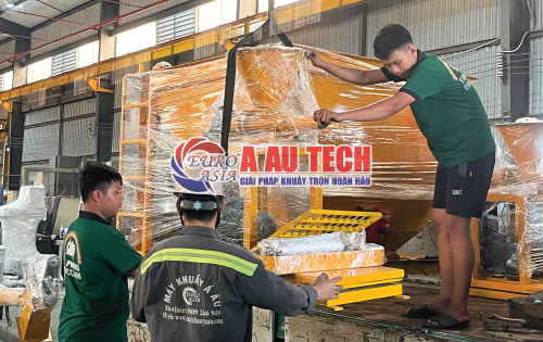 máy trộn 2 tầng kèm đóng bao