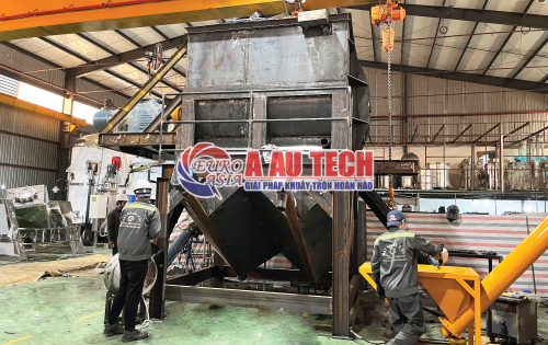 máy trộn bột xây dựng 2 tầng