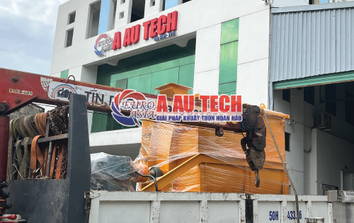 máy trộn 2 tầng kèm đóng bao