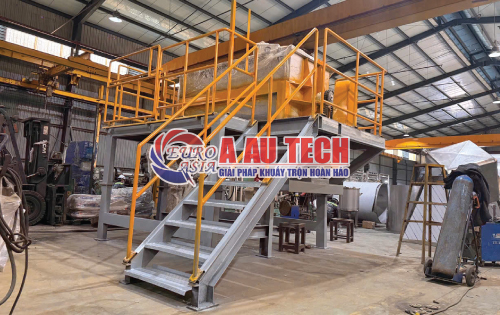 Máy trộn nằm ngang 2 tấn lắp trên sàn thao tác