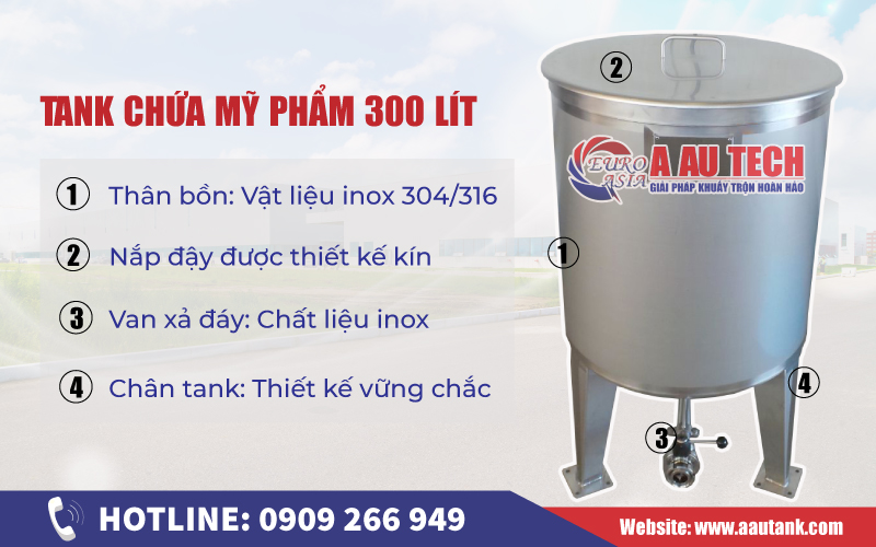 tank chứa mỹ phẩm 300l