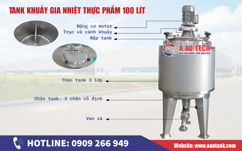 Tank khuấy gia nhiệt 100 lít