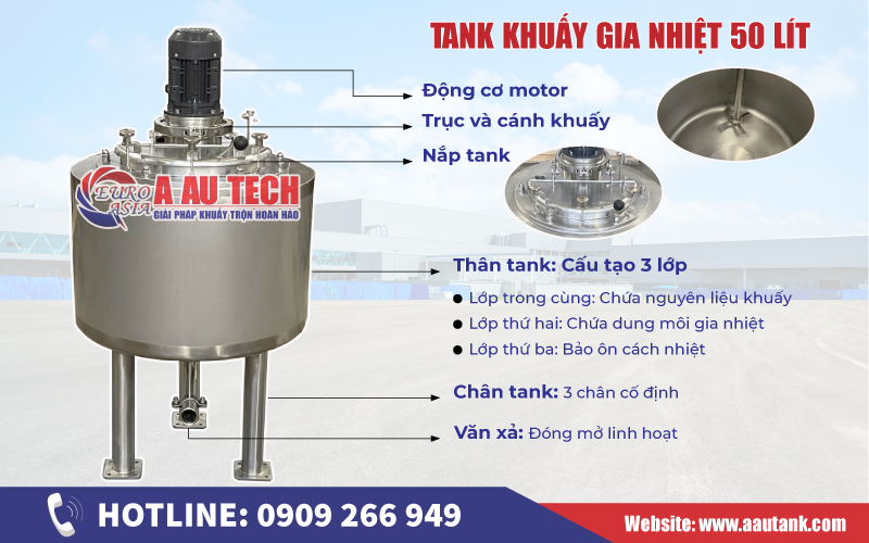 Tank khuấy gia nhiệt 50 lít