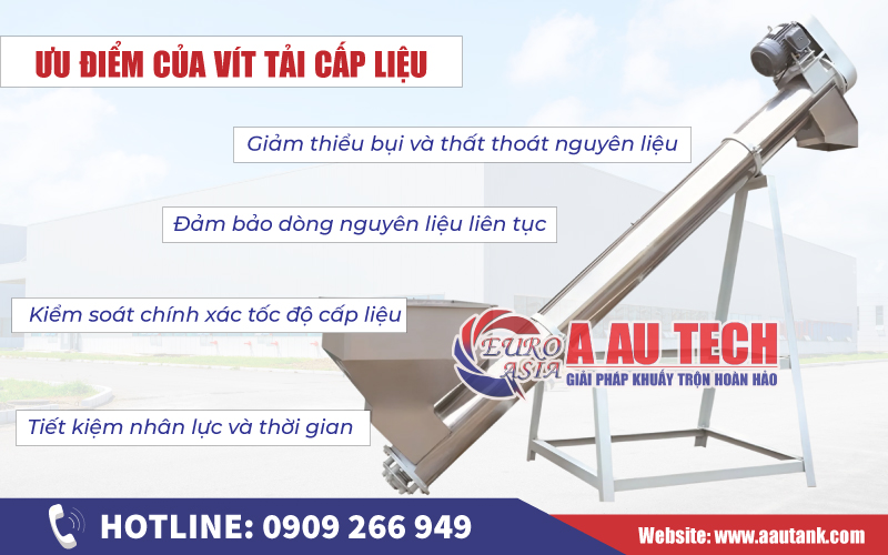 Ưu điểm của vít tải, băng tải cấp liệu  