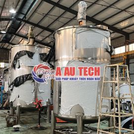 Gia công bồn khuấy keo dán gạch 5 khối tại xưởng Á Âu