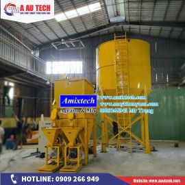 Hệ thống máy trộn bột trét 2 tầng kèm silo chứa liệu 30 tấn