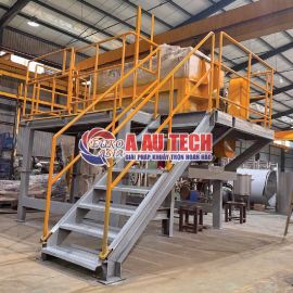 Máy trộn nằm ngang 2 tấn lắp sàn thao tác theo yêu cầu